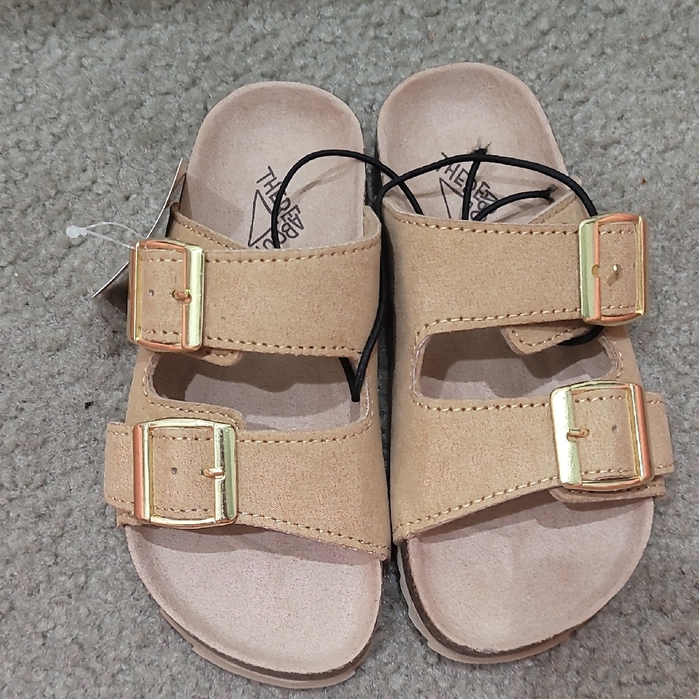NWT Tan Kids Sandals with Gold Buckles